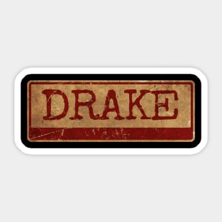 Aliska text red gold retro Drake Sticker